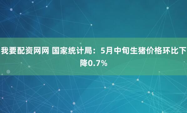我要配资网网 国家统计局：5月中旬生猪价格环比下降0.7%